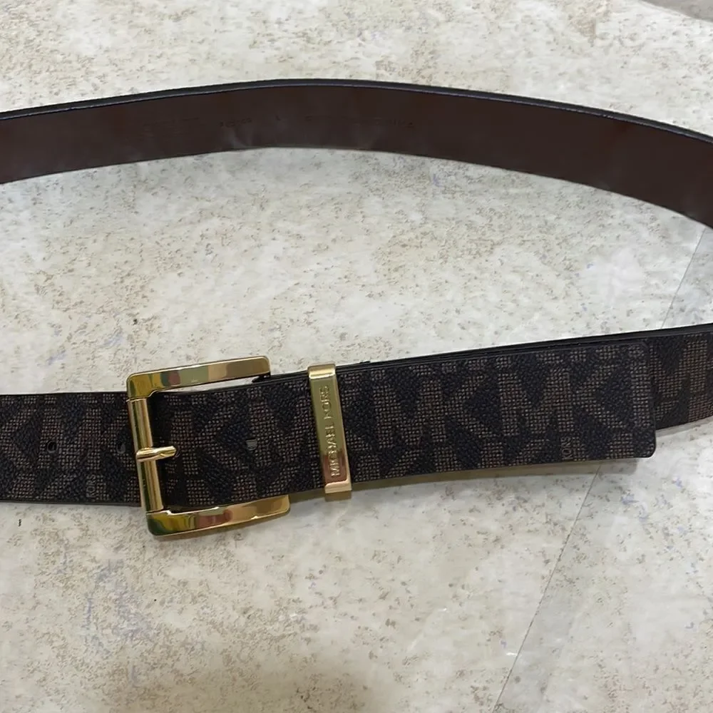 MICHAEL KORS SYNTHETIC‎ LEATHER MK DESIGN BELT IN BROWN